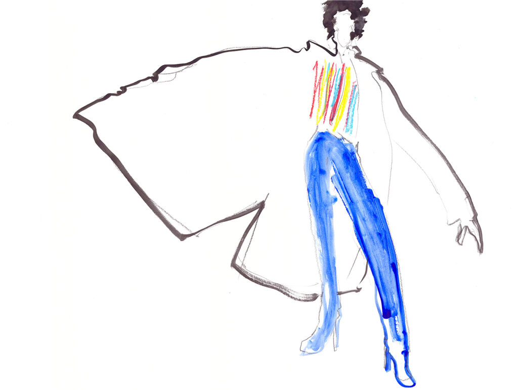 Stripe shirt & Blue pants